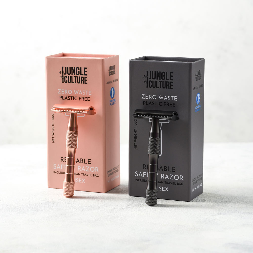 Rose Gold or Black Reusable Safety Razors (Thick Handle)